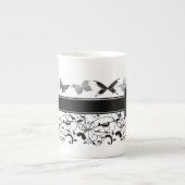 Tasse En Porcelaine Papillon Victorian Flourian noir blanc (Devant)