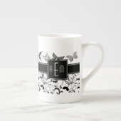 Tasse En Porcelaine Papillon Victorian Flourian noir blanc (Droite)