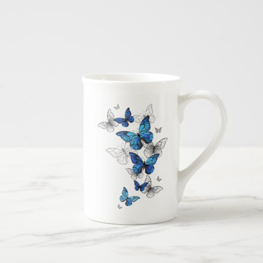 Tasse En Porcelaine Papillons volants bleus Morpho (Droite)
