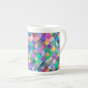 Tasse En Porcelaine Parties scintillant arc-en-ciel Wonky métal sirène