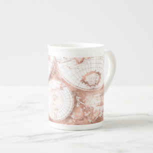 Tasse En Porcelaine Parties scintillant en métal rose or rose Carte du