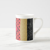 Tasse En Porcelaine Parties scintillant rouge Noir Brush Stroke Monogr (Droite)