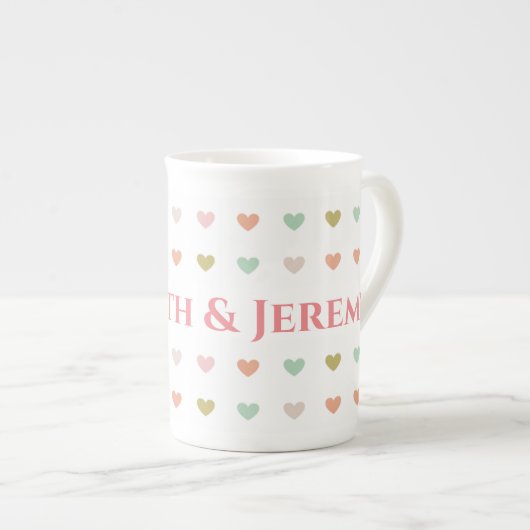 Tasse En Porcelaine Pastel Hearts Design pour personnaliser (Devant droit)