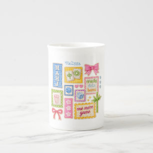 Tasse En Porcelaine Patches de Mahjong personnalisés Broderie fausse