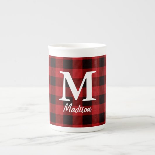 Tasse En Porcelaine Pâte à bûcheron rouge de pays primitive (Devant)