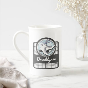 Tasse En Porcelaine Patinage sur glace tartan moderne mignon personnal