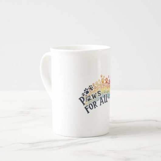 Tasse En Porcelaine Paws for All – Rainbow Paw Print Unity (Devant gauche)