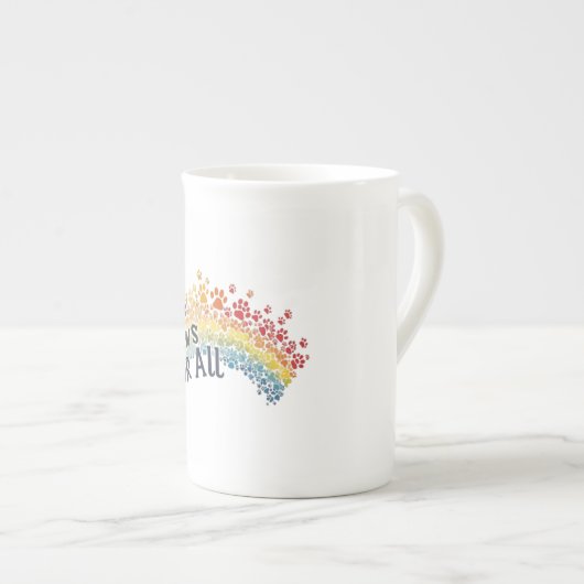 Tasse En Porcelaine Paws for All – Rainbow Paw Print Unity (Devant droit)