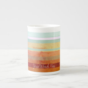 Tasse En Porcelaine Paysage Abstrait Rayures & Vos Mots