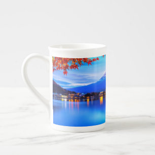 Tasse En Porcelaine Paysage naturel avec Arrière - plan bleu-20230