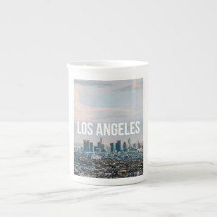 Tasse En Porcelaine Paysage urbain rétro de Los Angeles, esthétique de