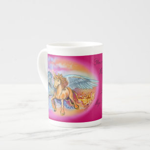 Tasse En Porcelaine Pégase d'éolien et de flamme Unicorne~tasse de spé