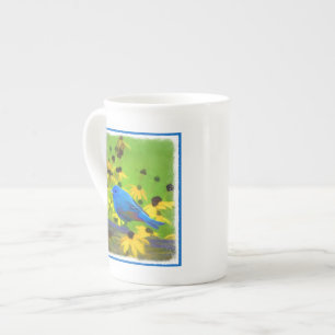Tasse En Porcelaine Peinture de Bunting Indigo - Art original pour ois
