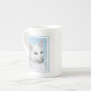 Tasse En Porcelaine Peinture de chat blanc - Cute Original Cat Art