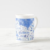 Tasse En Porcelaine Peinture de l'île grecque de Santorin (Devant droit)
