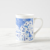 Tasse En Porcelaine Peinture de l'île grecque de Santorin (Droite)