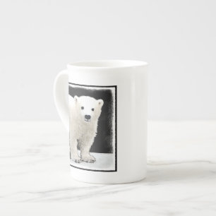 Tasse En Porcelaine Peinture de l'ours polaire - Art original de la fa