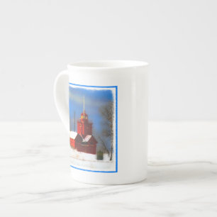 Tasse En Porcelaine Peinture de phare rouge - Art original