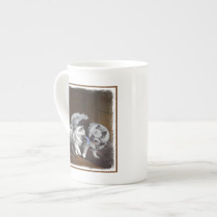 Tasse En Porcelaine Peinture Keeshond Playtime - Jolie art original ch