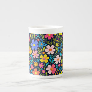 Tasse En Porcelaine Peinture numérique florale motif fleurs
