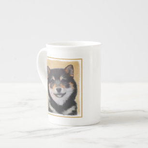 Tasse En Porcelaine Peinture Shiba Inu (Noir et Tan) - Art Chien