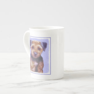 Tasse En Porcelaine Peinture sur la frontière de Terrier - jolie art o