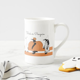 Tasse En Porcelaine Pengouin Citrouille Personnalisé Drôle Halloween
