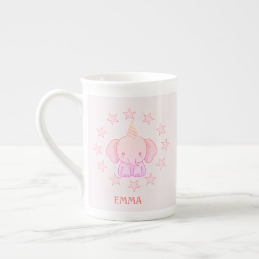 Tasse En Porcelaine Personalized Cute Elephant Pink  (Gauche)