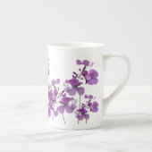 Tasse En Porcelaine Personnalisable B nom monogramme classe fleurs vio (Droite)