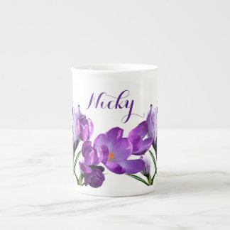 Tasse En Porcelaine Personnalisable Nicky nom joli mauve ceinture flor