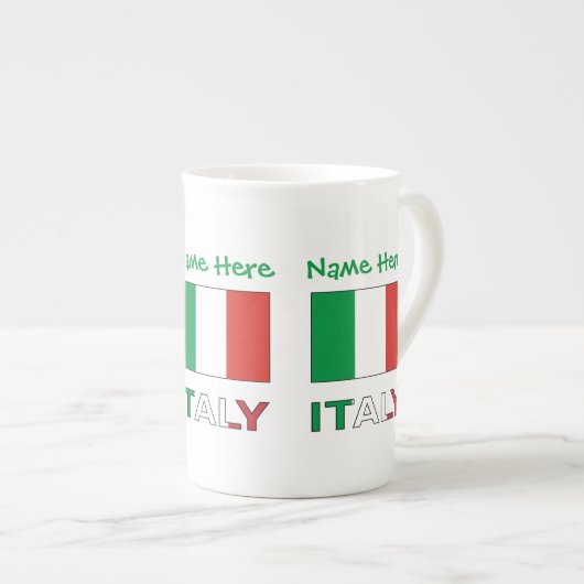 Tasse En Porcelaine Personnalisation verte du drapeau italien en Itali (Devant droit)