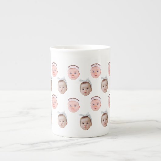 Tasse En Porcelaine Personnalisé Visage 2 Photo, Personnalisé Visage P (Devant)