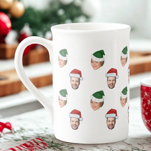 Tasse En Porcelaine Personnalisé Visage 2 Photos Santa Hat Cadeau de N