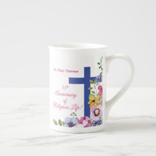 Tasse En Porcelaine Personnaliser, 55e anniversaire Nun vie religieuse