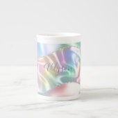 Tasse En Porcelaine Personnalize Purple Script, Iridescent Wave (Devant)