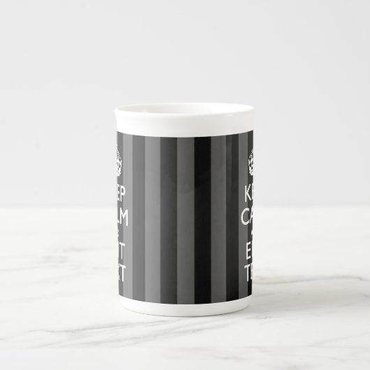 Tasse En Porcelaine Personnalized KEEP CALM Your Text on Black Stripes (Devant)