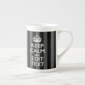 Tasse En Porcelaine Personnalized KEEP CALM Your Text on Black Stripes (Droite)
