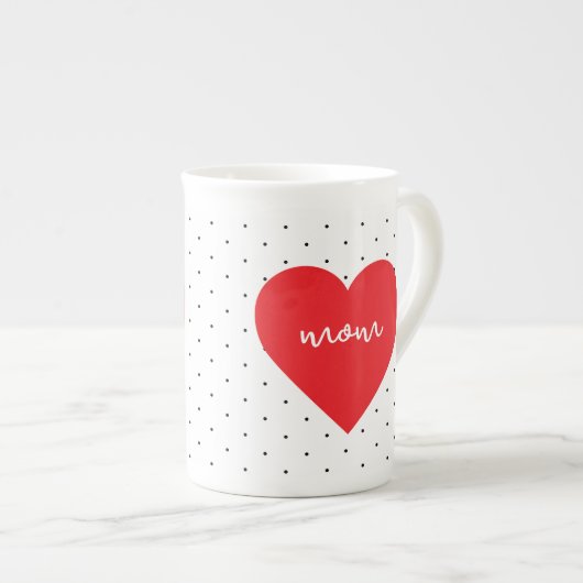 Tasse En Porcelaine Petit pois pois rouge mère coeur (Devant droit)