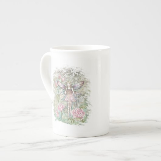 Tasse En Porcelaine Petite fée Rose (Devant gauche)
