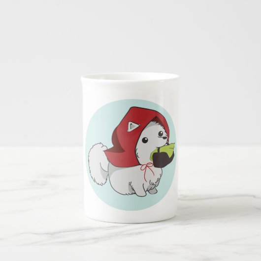 Tasse En Porcelaine Peu de chiot rouge d'équitation (Devant)