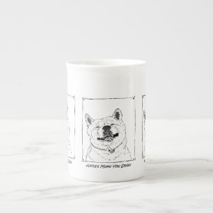 Tasse En Porcelaine photo de drôle mignon chien souriant akita