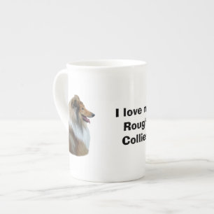 Tasse En Porcelaine Photo rugueuse de portrait de chien de colley
