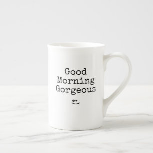 Tasse En Porcelaine Phrase de typographie noire Bonjour Magnifique