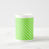Tasse En Porcelaine Pinstripes diagonales - vert citron et blanc (Devant)