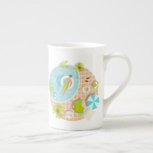 Tasse En Porcelaine Piscine mec sur la plage tropicale estivale vacanc