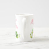 Tasse En Porcelaine PixDezines, flamants fleuris/aquarelles/roses (Dos)