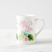 Tasse En Porcelaine PixDezines, flamants fleuris/aquarelles/roses (Droite)
