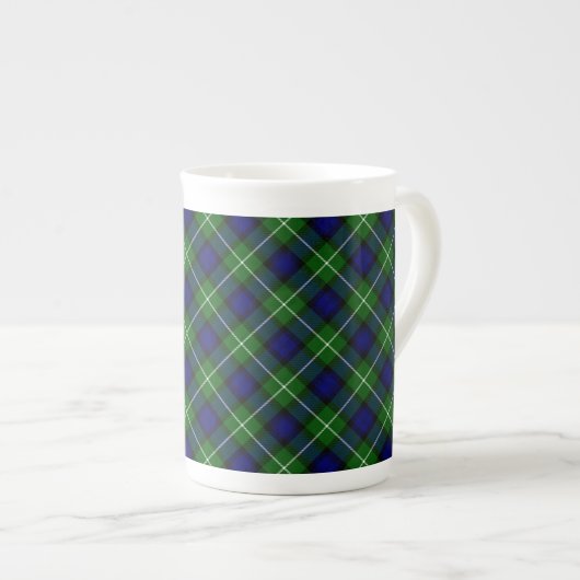 Tasse En Porcelaine Plaid vert bleu Lamont tartan (Devant droit)