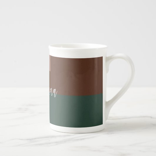 Tasse En Porcelaine Plaque moderne manuscrite propre nom Brown vert (Droite)