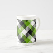 Tasse En Porcelaine Plaques Tartan simples Vert néon (Devant droit)